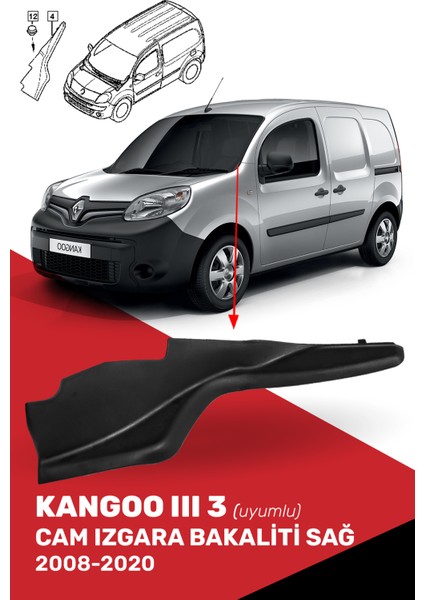 Kango Iıı 3 Cam Izgara Bakaliti Sağ - 8200439448 Uyumlu modelleri