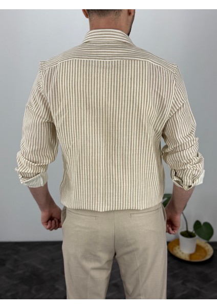 Kontrast Çizgili Regular Fit Erkek Gömlek modelleri