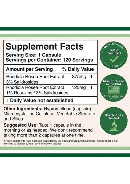 Rhodiola Rosea Extract 500 mg 120 Kapsül fiyatları