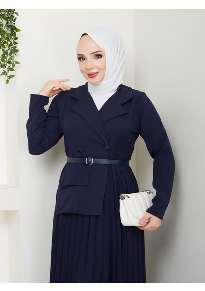 Pilise Detay Deri Kemerli Tesettür Elbise fiyatları