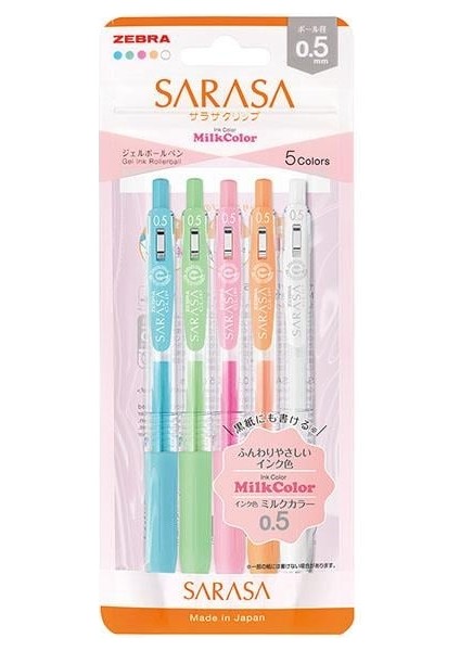 Zebra Sarasa Pastel Jel Kalem 0.5 mm 5'li Pet