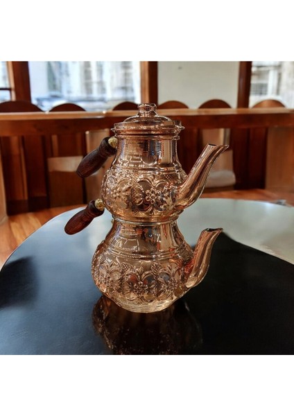 El yapımı bakır çaydanlık, çiçek desenli, kalaylı, 2.70L, dayanıklı ve şık tasarım modelleri