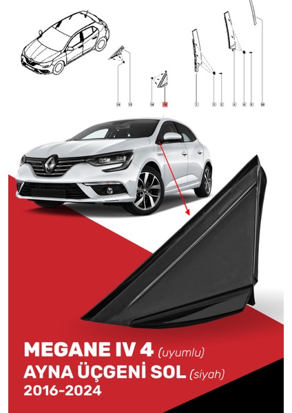 Megane Iv 4 Ayna Üçgen Sol Siyah, 638752672R
