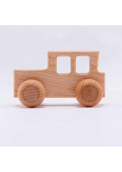 Jeep 4pc Stili Bebek Ahşap Araba Oyuncak Çizgi Film Eğitici Montessori Oyuncaklar Çocuklar Için Kayın Ahşap Bloklar Diş Kaşıyıcı Bebek Dişlikler (Yurt Dışından)