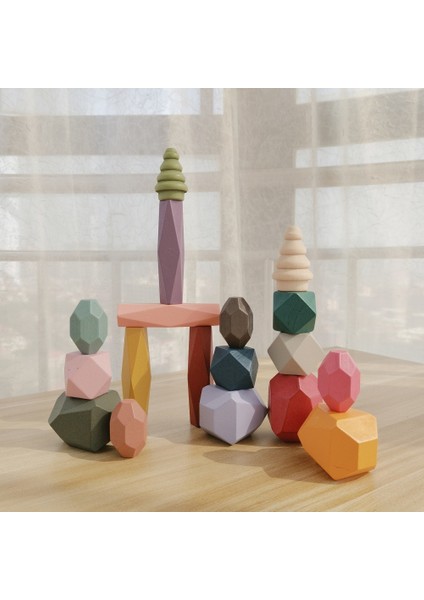 11 Adet Kutulu Stil Çocukların Ahşap Renkli Taş Jenga Yapı Bloğu Eğitici Oyuncak Yaratıcı Kuzey Avrupa Tarzı Yığma Oyunu Gökkuşağı Ahşap Oyuncak Hediye (Yurt Dışından)