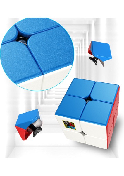 Siyah Stil Yetişkinler ve Çocuklar Için Eğlenceli Hızlı Stickerless Küçük Moyu 2x2 Mini Meilong Küp Oyuncağı (Yurt Dışından)