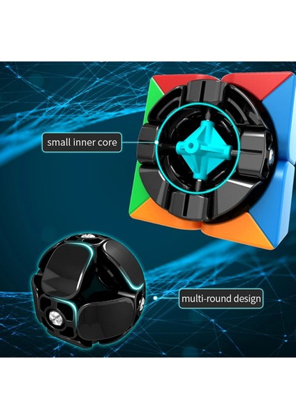 Siyah Stil Yetişkinler ve Çocuklar Için Eğlenceli Hızlı Stickerless Küçük Moyu 2x2 Mini Meilong Küp Oyuncağı (Yurt Dışından)