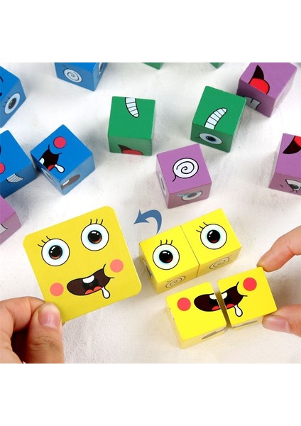 YZ24-KUTU Stili Yok Yeni Montessori Ifade Bulmaca Yüz Değiştirme Küpü Oluşturma Blokları Oyuncaklar Erken Öğrenme Eğitimi Eşleştirme Oyuncak Çocuklar Hediye Için (Yurt Dışından) indirimleri