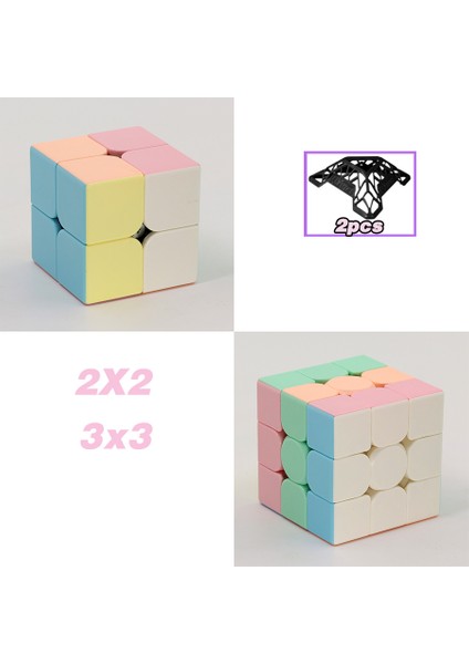 Macaron 2x2 3x3 Stili Moyu Meilong Sihirli Küpler Macaron X2 3x3 4x4 5x5 Profesyonel Hızlı Pembe Küp Stickerless Bulmaca (Yurt Dışından)