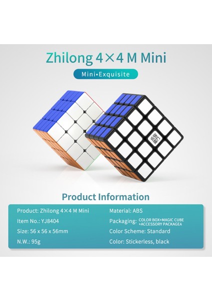 4x4 Stili Yj Zhilong Mini 3x3 M 4x4 M 5x5 M Manyetik Hız Küpleri Küçük Boy Yongjun Zhilong Magico Cube Bulmaca Oyuncakları Manyetik Küp (Yurt Dışından)