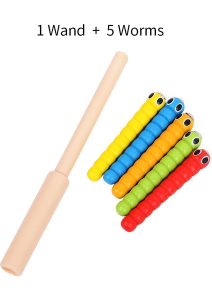 D 1 Değnek ve 5 Solucan Stili Bebek Oyuncakları Ahşap 3D Bulmaca Erken Çocukluk Eğitici Oyuncaklar Montessori Manyetik Çilek Elma Kurt Oyunu Renk Bilişsel (Yurt Dışından)