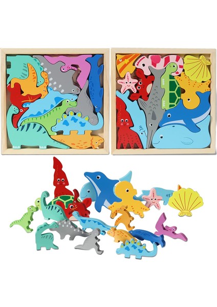 Rastgele 2 Adet Tarzı Çocuklar ve Bebekler Için Sıcak Çizgi Film Hayvan 3D Ahşap Bulmaca Oyuncakları - Meyve ve Sebze Araç Tahta Puzzle Oyuncak (Yurt Dışından)