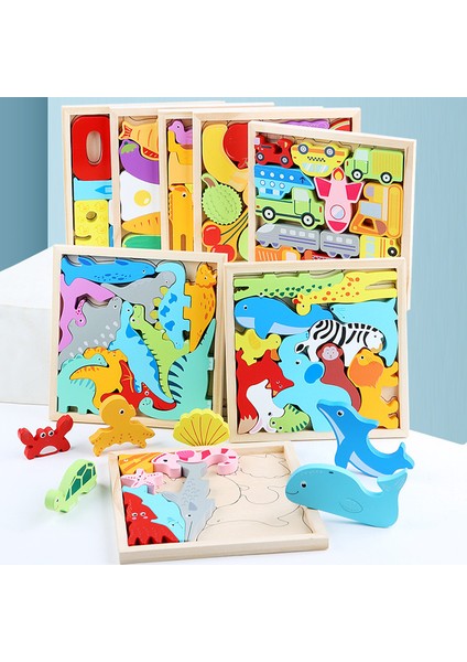 Rastgele 2 Adet Tarzı Çocuklar ve Bebekler Için Sıcak Çizgi Film Hayvan 3D Ahşap Bulmaca Oyuncakları - Meyve ve Sebze Araç Tahta Puzzle Oyuncak (Yurt Dışından)