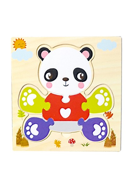 Panda Tarzı Bebek Oyuncakları Ahşap 3D Bulmaca Tangram Şekiller Öğrenme Karikatür Hayvan Zeka Puzzle Oyuncakları Çocuklar Için Eğitici (Yurt Dışından)