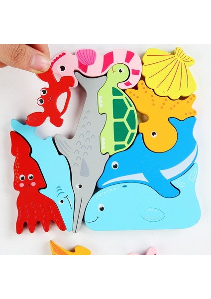 Rastgele 2 Adet Tarzı Çocuklar ve Bebekler Için Sıcak Çizgi Film Hayvan 3D Ahşap Bulmaca Oyuncakları - Meyve ve Sebze Araç Tahta Puzzle Oyuncak (Yurt Dışından)