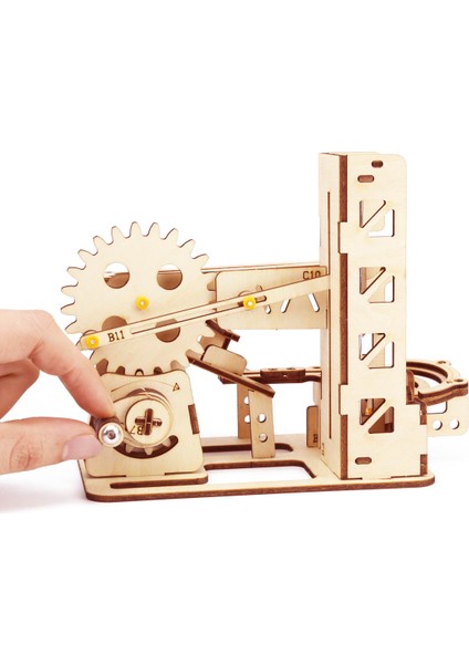 Bardak Altlığı Tarzı Çocuklar Için 4 Tür Mermer Yarışı Koşu 3D Ahşap Bulmaca Mekanik Kit Stem Bilim Fizik Oyuncak Labirent Top Montaj Modeli Yapımı (Yurt Dışından)