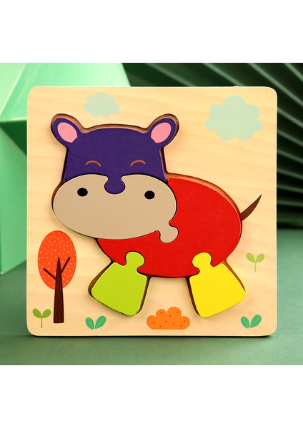 No.32 Tarzı Çocuklar Için 3D Ahşap Bulmacalar Eğitici Karikatür Hayvanlar Erken Öğrenme Zeka Oyunu Oyuncakları (Yurt Dışından)