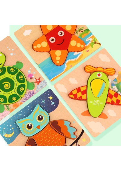 No.5 Tarzı Çocuklar Için 3D Ahşap Bulmacalar Eğitici Karikatür Hayvanlar Erken Öğrenme Zeka Oyunu Oyuncakları (Yurt Dışından) modelleri