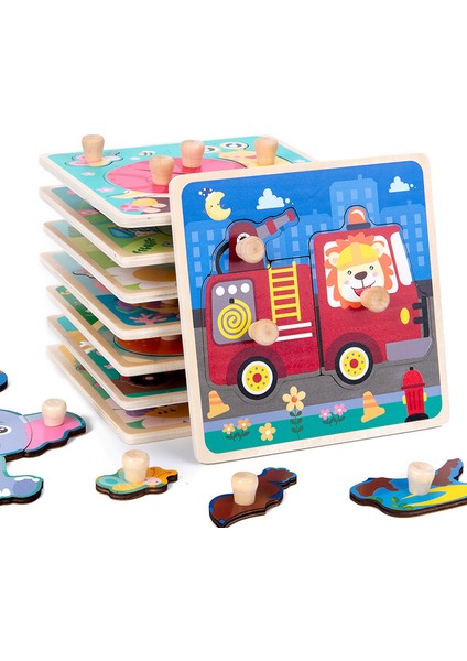 WT477 Maymun Stili Karikatür Hayvan Ahşap Yapboz Bebek Montessori Erken Eğitim Öğrenme Oyuncak Çocuk El Tutma Tahtası 3D Bulmaca Ahşap Oyuncaklar Için Çocuk (Yurt Dışından)