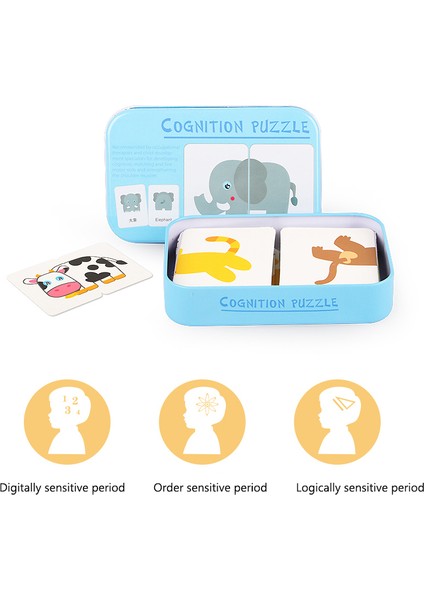WT047A Stili Çocuklar Için Montessori Bulmaca Oyuncakları Hayvanlar Meyve Grafik Eşleştirme Kart Oyunu Erken Eğitim Malzemeleri Çift Taraflı Bulmaca Oyuncak (Yurt Dışından)