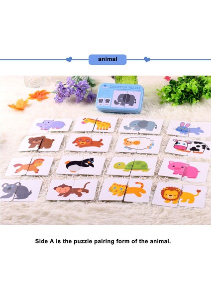 WT047A Stili Çocuklar Için Montessori Bulmaca Oyuncakları Hayvanlar Meyve Grafik Eşleştirme Kart Oyunu Erken Eğitim Malzemeleri Çift Taraflı Bulmaca Oyuncak (Yurt Dışından)