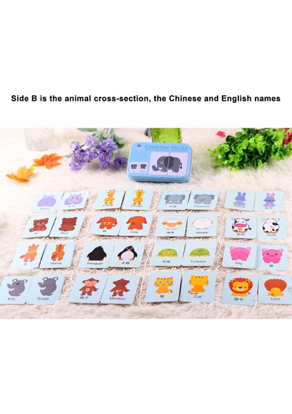 WT047A Stili Çocuklar Için Montessori Bulmaca Oyuncakları Hayvanlar Meyve Grafik Eşleştirme Kart Oyunu Erken Eğitim Malzemeleri Çift Taraflı Bulmaca Oyuncak (Yurt Dışından)