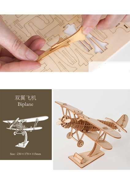 Sarı Stil 3D Ahşap Puzzle Yelkenli Çift Kanatlı Uçak Buharlı Lokomotif Tren Oyuncakları Montaj Kitleri Çocuklar Için Masa Süsü (Yurt Dışından)