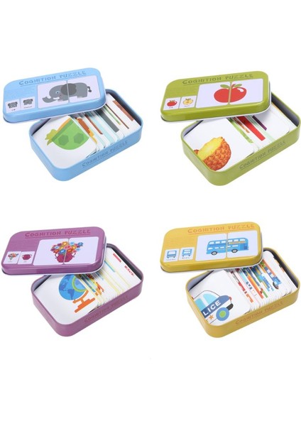 D Stili Zihinsel Bulmaca Oyuncakları Bebek Demir Kutu Kart Eşleştirme Oyunu Cognitif Kartlar Araç Meyve Hayvan Hayat Setleri Çift Bulmacalar (Yurt Dışından)