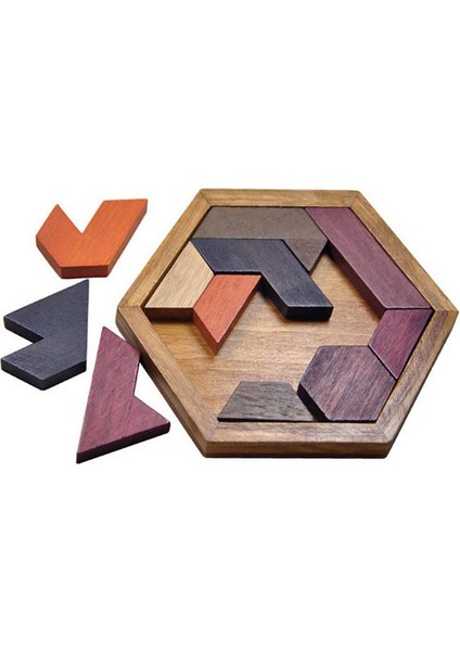 No.1 Tarzı Altıgen Ahşap Geometrik Şekil Puzzle Satranç Oyunu Tahtası Montessori Oyuncaklar Eğitici Zeka Oyunları (Yurt Dışından)