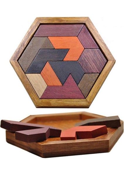 No.1 Tarzı Altıgen Ahşap Geometrik Şekil Puzzle Satranç Oyunu Tahtası Montessori Oyuncaklar Eğitici Zeka Oyunları (Yurt Dışından)