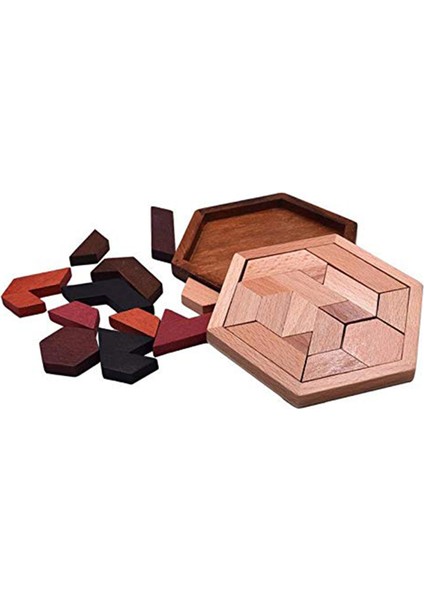 No.1 Tarzı Altıgen Ahşap Geometrik Şekil Puzzle Satranç Oyunu Tahtası Montessori Oyuncaklar Eğitici Zeka Oyunları (Yurt Dışından)
