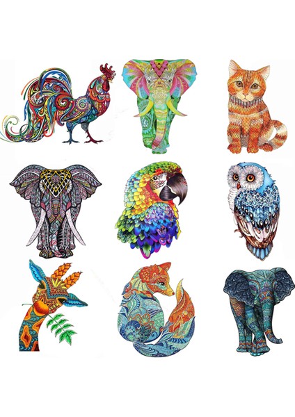 PARROT1A4 Stili Ahşap Hayvan Bulmaca Fil Tilki Panda Papağan Yapboz Tahta Seti Bebek Oyuncakları Yetişkinler Çocuklar Hediyeler Eğitici Oyunlar Oyuncaklar Bulmaca (Yurt Dışından)
