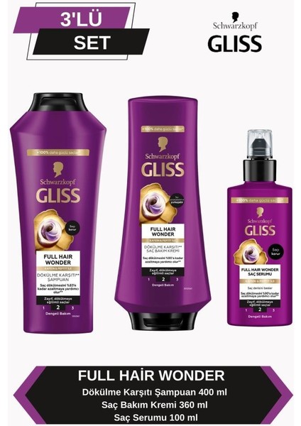 Full Hair Wonder Şampuan 400ML + Saç Kremi 360ML + Saç Serumu 100 ml