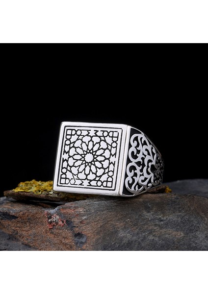 925 Ayar Gümüş Otantik Desen Motifli Erkek Yüzük fiyatları
