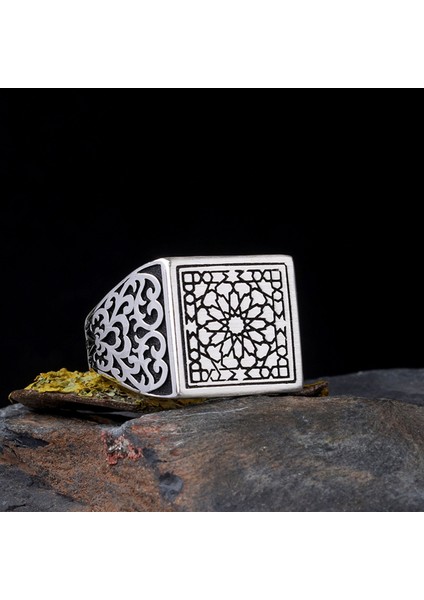 925 Ayar Gümüş Otantik Desen Motifli Erkek Yüzük modelleri