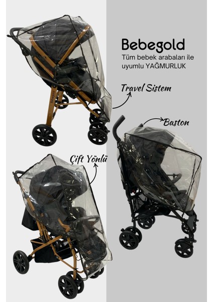 Özel Ölçü Xl Boy Bebek Arabası Yağmurluğu