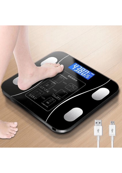 Akıllı Kablosuz Dijital Banyo ve Vücut Yağ Ağırlık Ölçeği Vücut Kompozisyonu Analizörü Bluetoothlu Tartı ( Lisinya )