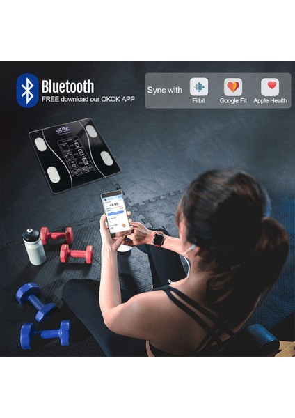 Akıllı Kablosuz Dijital Banyo ve Vücut Yağ Ağırlık Ölçeği Vücut Kompozisyonu Analizörü Bluetoothlu Tartı ( Lisinya ) indirimleri