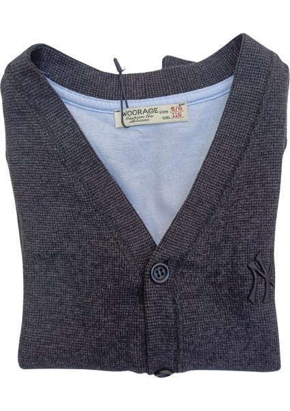 FancyKidsAntalya Erkek Çocuk Okul Hırkası Koyu Gri (Antrasit) 11-12 Yaş