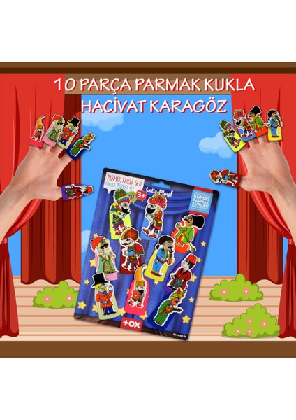 Karagöz , Hacivat 10 Parça Parmak Kukla Set T224