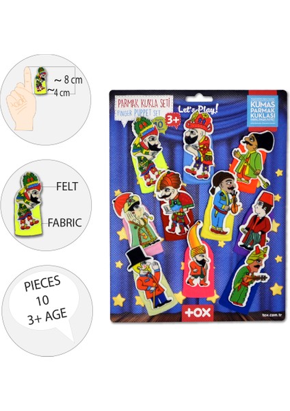 Karagöz , Hacivat 10 Parça Parmak Kukla Set T224