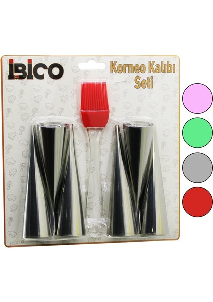 7pcs 6-Korneo Kalıp - 1-Silikon Fırça Pasta Dekorasyon Seti Çap:3.4cm x UZUNLUK:12CM (4767) - Lisinya
