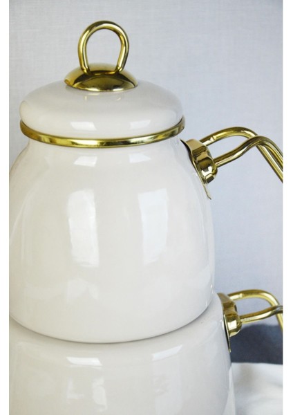 Şık Bej Emaye Çaydanlık, Zarif ve Dayanıklı Tasarım, 0-1,99 L modelleri