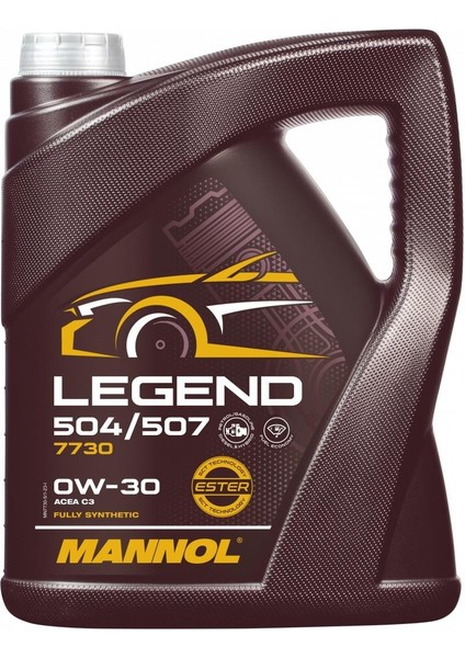 Mn7730-5 Mannol Legend 504/507 0W-30 5 L Motor Yağı (2024) Apı Sn Acea C3 Sae