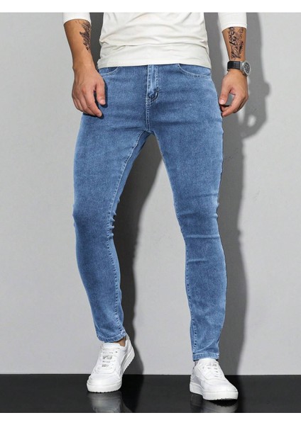 Erkek Slim Fit Denim Kot Pantolon Jean