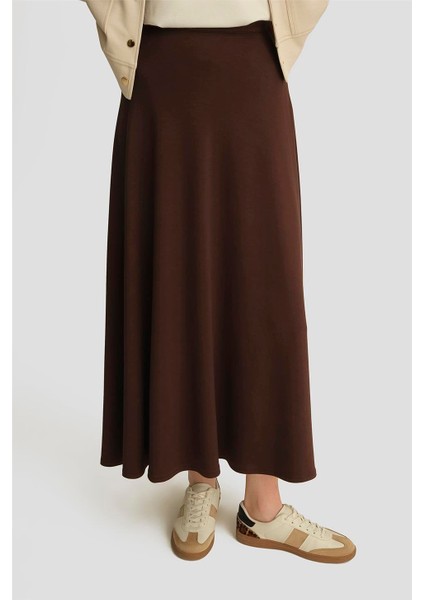 Modal Kloş Etek 25YD4233-2 Kahverengi fiyatları