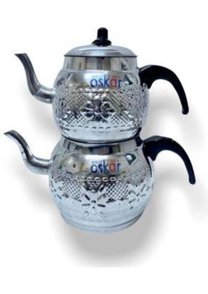 Şık ve dayanıklı motifli alüminyum çaydanlık, gri renk, No 5, ev gereçleri