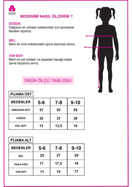 Kız Çocuk Pamuklu Kalpli Desenli Pijama Takımı