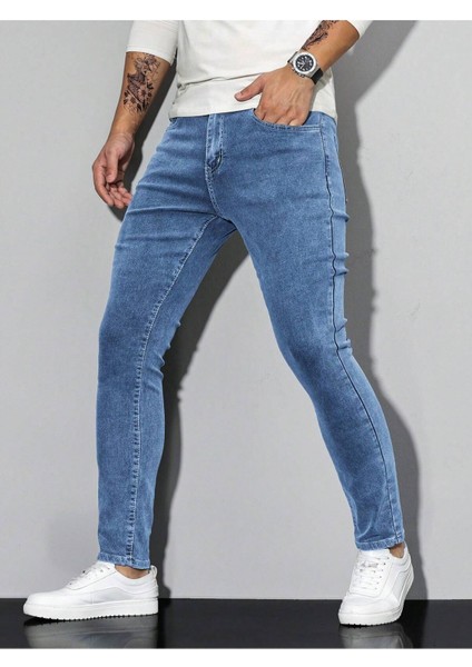 Erkek Slim Fit Denim Kot Pantolon Jean