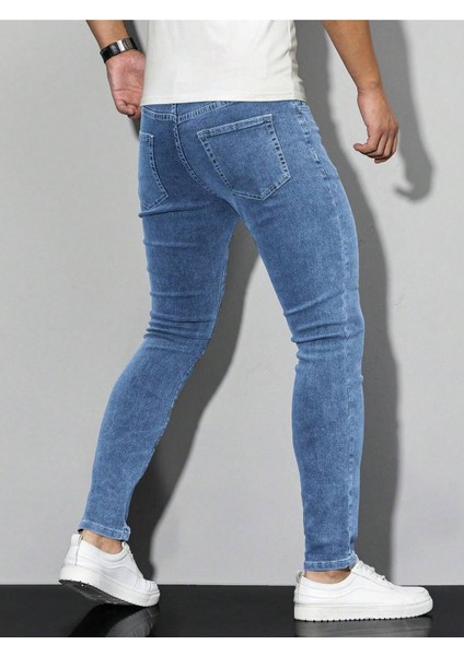 Erkek Slim Fit Denim Kot Pantolon Jean